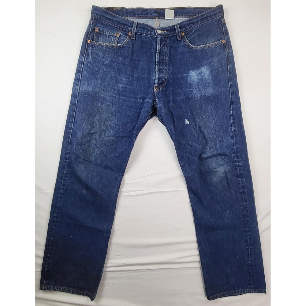 Vintage Y2K Levis 501 Button Fly Distressed Mens 38x34 Blue Jeans